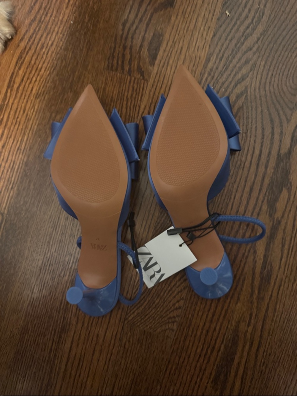 Zara Navy Blue Bow-Front Slide Mules - Picture 2 of 2